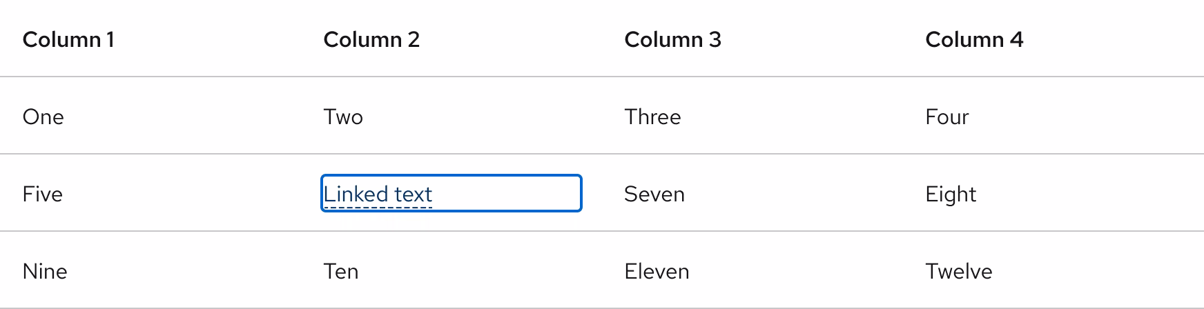 Light scheme table cell in focus state